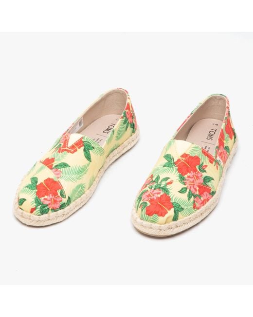 TOMS Yellow Alpargata Rope Ladies Canvas Shoes Hibiscus