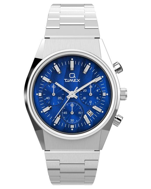 Timex Blue Q Falcon Eye Chrono Watch Tw2W33700 Stainless Steel (Archived) for men