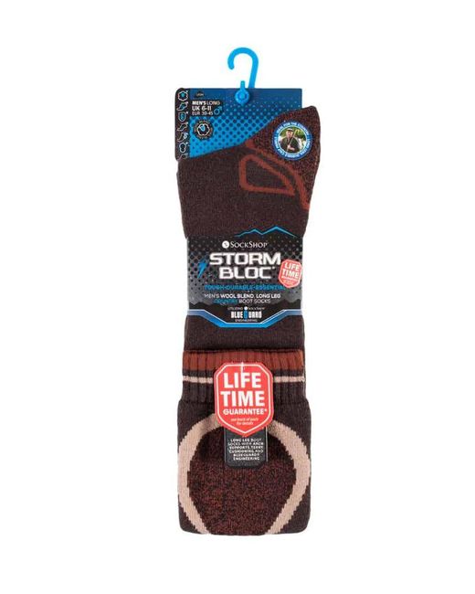 Storm Bloc Brown Extra Long Knee High Wool Blend Thermal Boot Socks For Wellies for men