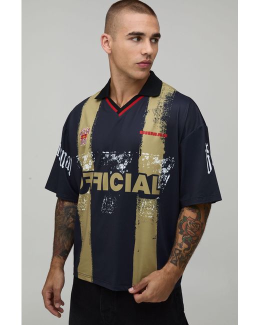 BoohooMAN Blue Oversized Boxy Official Stripe Sports Top for men
