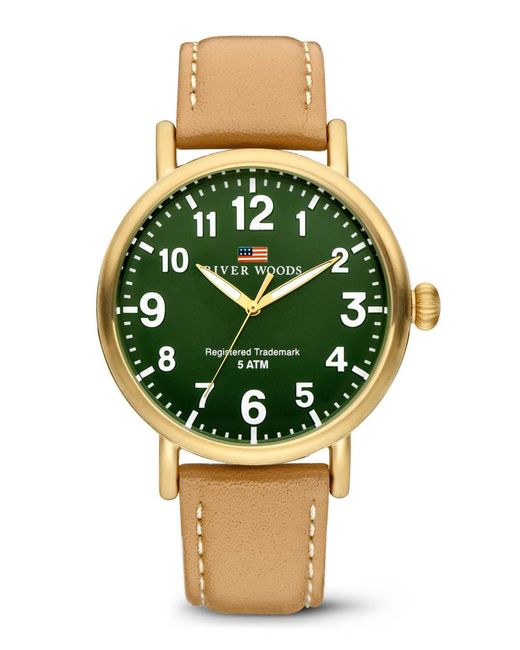 River Woods Green Sacramento Watch Rw420022 Leather for men