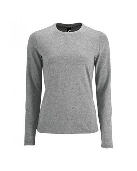 Sol's Gray Ladies Imperial Long Sleeve T-Shirt Marl)