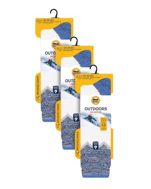 Heat Holders Blue 3 Pair Multipack Ultra Lite Ladies Ski Socks