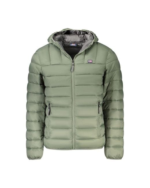 Norway 1963 Green Puffer Hooded Zip Jacket for men
