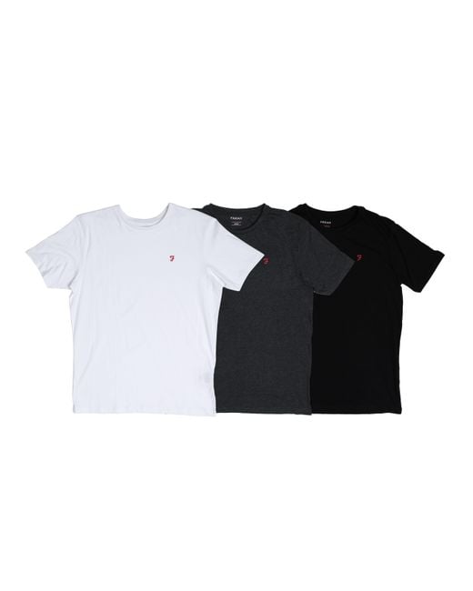 Farah Colney 3 Pack T-shirts In Zwart Grijs Wit in het Black voor heren