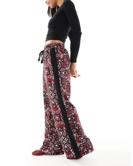 ASOS Red Pull On Trousers With Contrast Panel