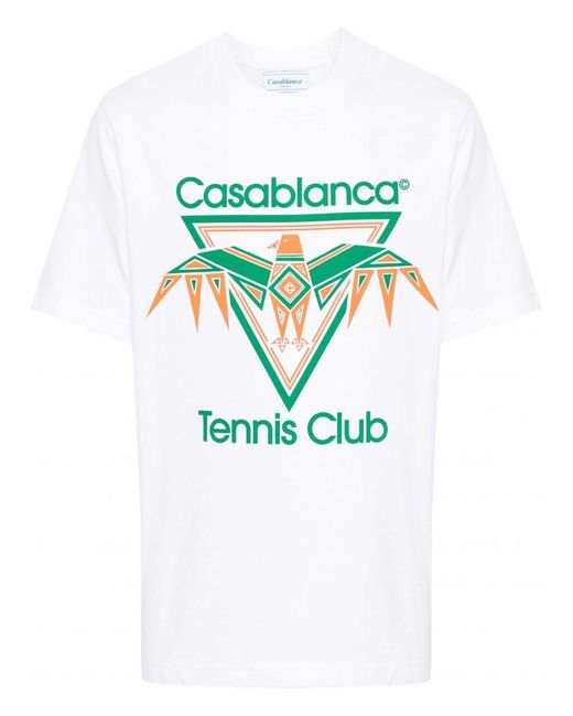 Casablancabrand White Playful Eagle Tennis Club Printed T-Shirt for men