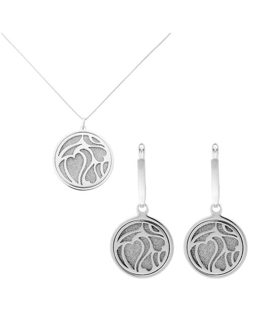 Orphelia Metallic 'Anabel' 925 Sterling Set: Chain-Pendant + Earrings