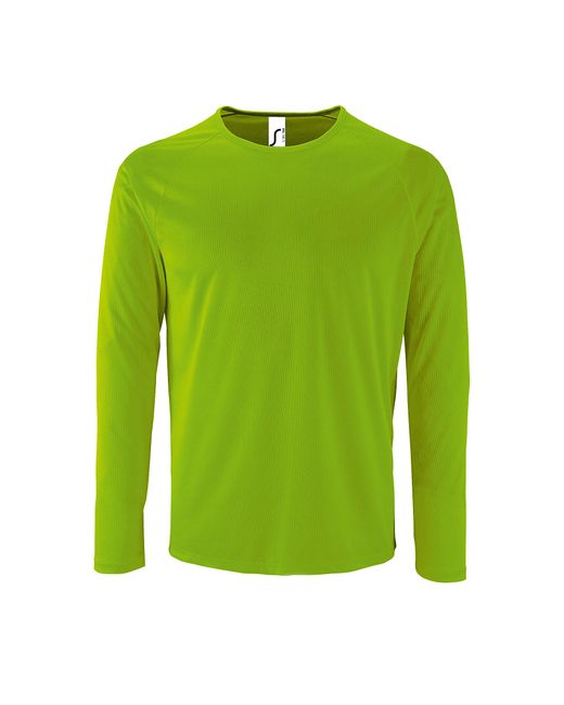 Sol's Green Sporty Long Sleeve Performance T-Shirt (Neon) for men