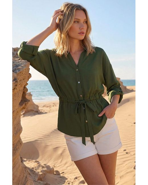 Roman Green Safari Tie Front Jacket