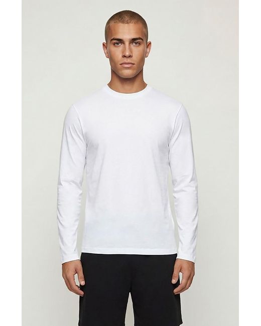 BoohooMAN White Basic Regular Fit Long Sleeve Crew Neck T-Shirt for men