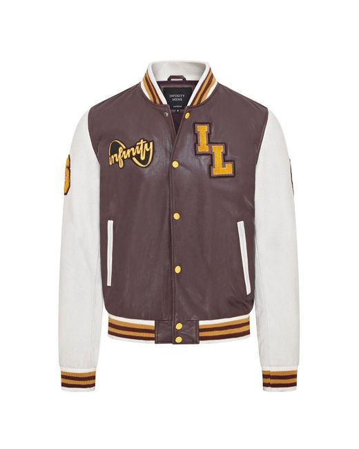 Infinity Leather Purple Baseball Letterman Bomber Jacket for men