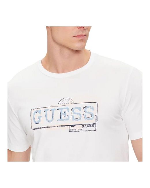 Guess T Shirt Homme Palmas Driehoek in het White voor heren
