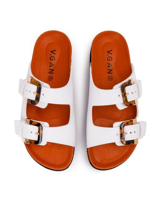 V.Gan White Vegan Plum Footbed Tortoiseshell Sandals
