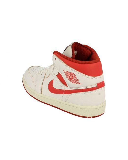 Nike White Jordan 1 Mid Leather Sneakers for men