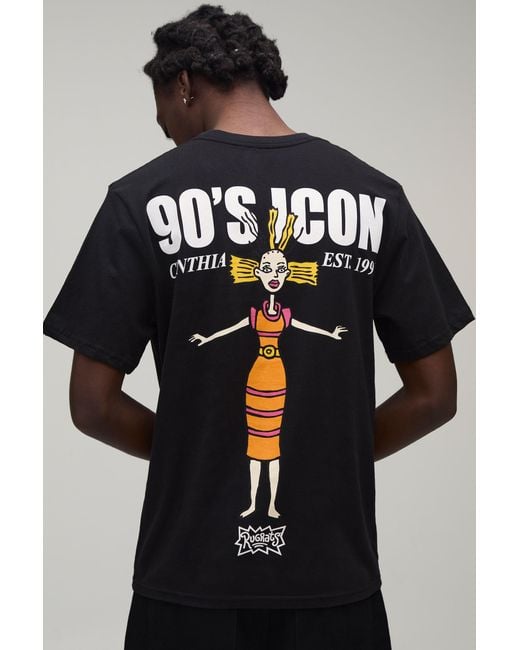 BoohooMAN Black Regular Rugrats Cynthia License Print T-Shirt for men