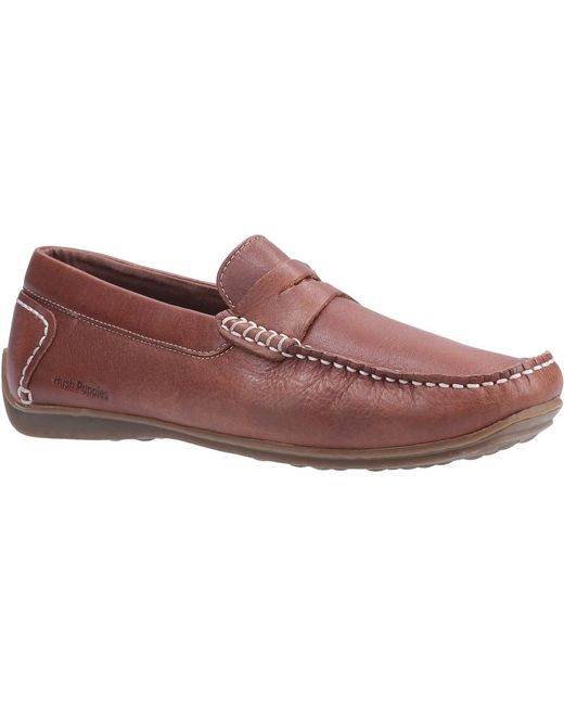 Hush Puppies Red Roscoe Leather Slip On Loafer Shoes for men