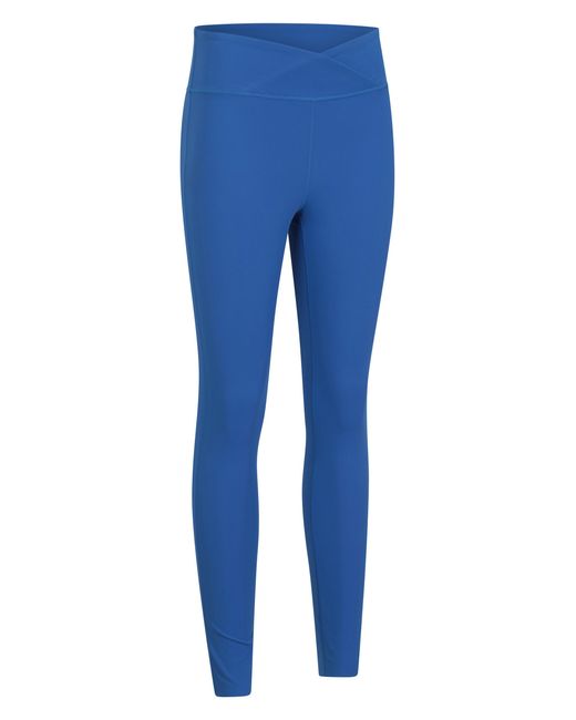 Mountain Warehouse Blue 'Warrior Pose' Leggings High Waist Moisture Wicking Breathable Gym Bottoms Polyamide