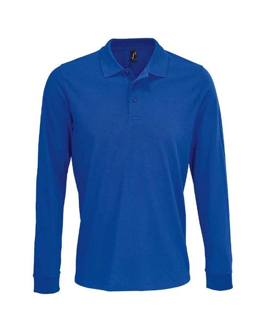 Sol's Blue Adult Prime Pique Long-Sleeved Polo Shirt (Royal)