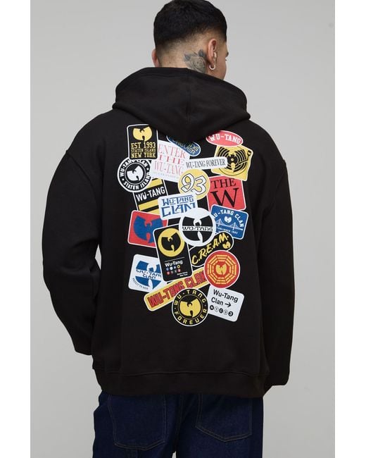 BoohooMAN Gray Tall Oversized Wu-Tang License Printed Hoodie for men