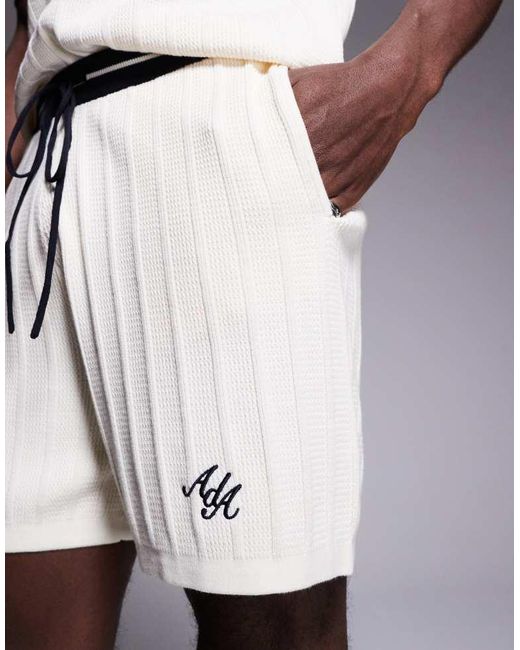 Alma de Ace Gray Logo Knitted Shorts Co-Ord for men