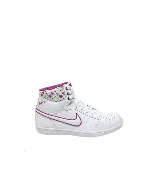 Nike White Double Team Mid Lace-Up Smooth Leather Trainers 432164 117