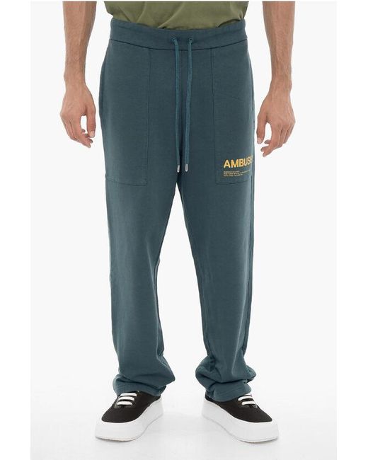 Ambush Fleece Katoenen WORKSHOP-joggingbroek Met Trekkoord In De Taille In Blauw in het Blue voor heren