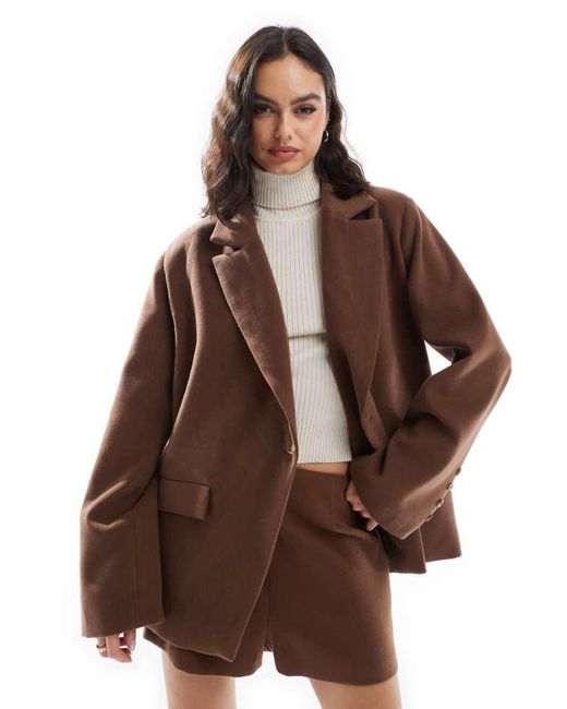 ASOS Brown Wool Look Oversized Blazer