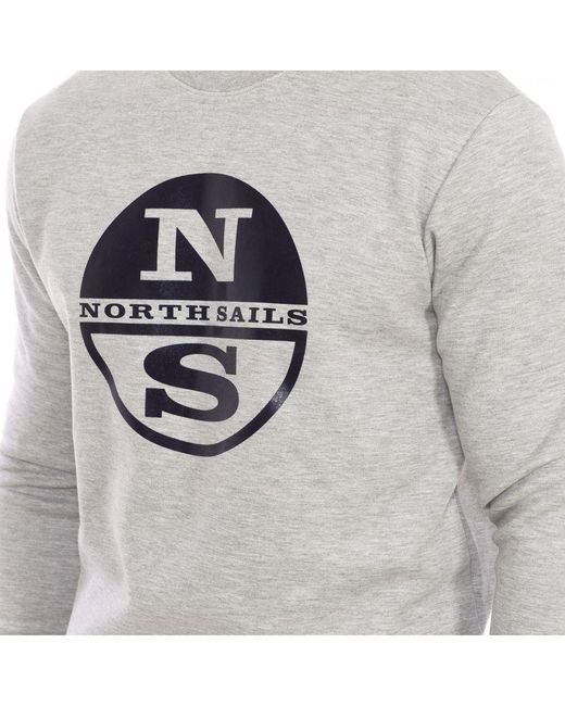 North Sails Gray Long-Sleeved Crew-Neck Sweatshirt 9024130 for men