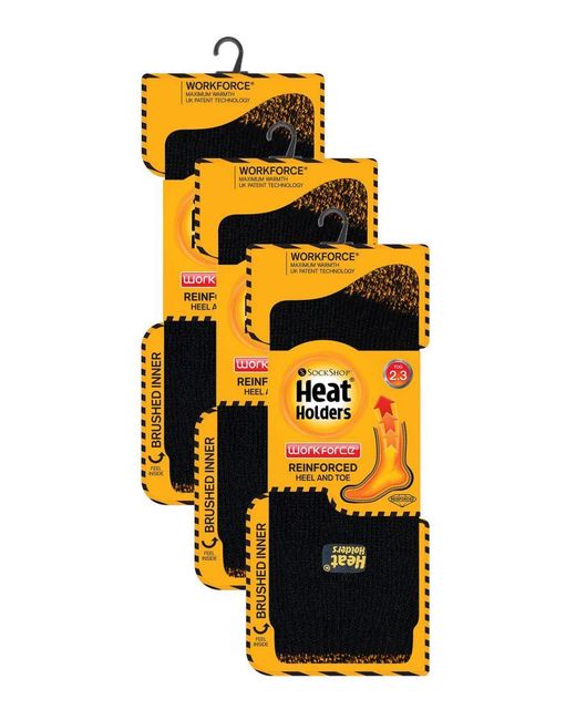Heat Holders Black 3 Pack Winter Work Socks for men