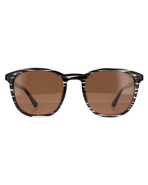Police Brown Round Striped Polarized Splf18E for men