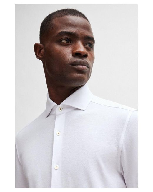 Boss White Hugo Boss C-Hal-Spread Collar Long Sleeved Shirt for men