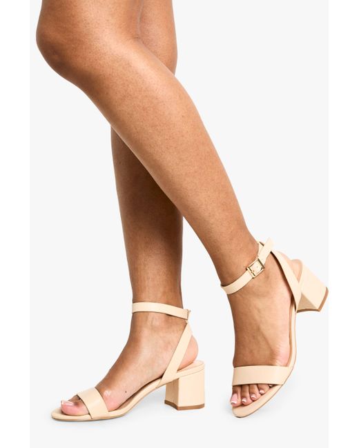 Boohoo Natural Low Block Barely There Heels