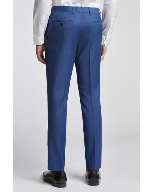 Ted Baker Blue Flat Fronted Slim Fit Suit Trousers for men