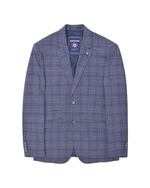Lambretta Blue Bradley Checked Blazer (Slate) for men
