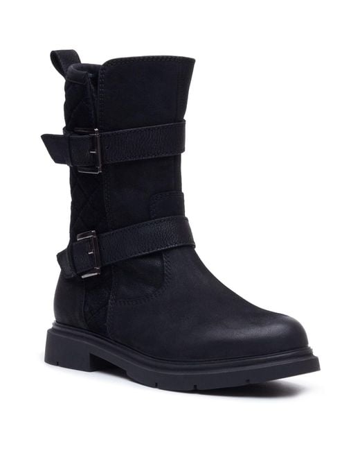 Hush Puppies Blue Celine Buckle Leather Boots