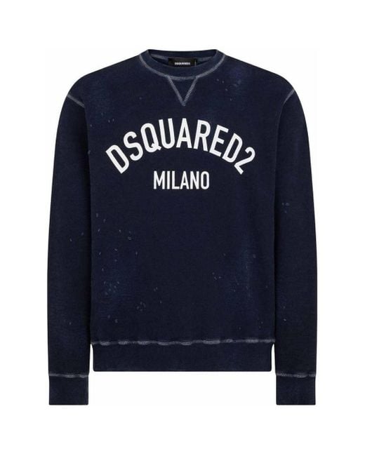 DSquared² Milano Logo Cool Fit Marineblauw Sweatshirt in het Blue voor heren