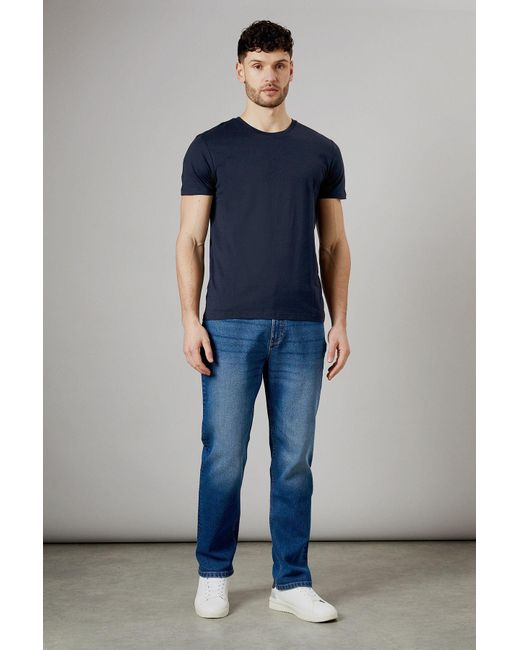 MAINE Blue Mid Wash Premium Stretch Straight Fit Jeans for men