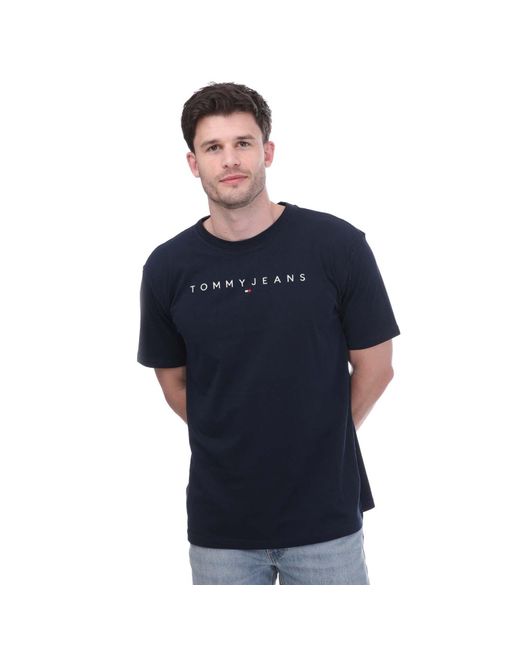 Tommy Hilfiger Blue Jeans Regular Linear Logo T- Shirt for men