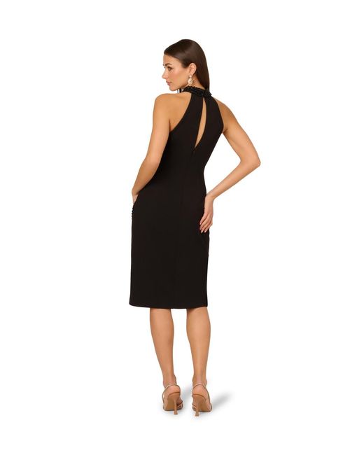 Adrianna Papell Black Knit Crepe Midi Dress
