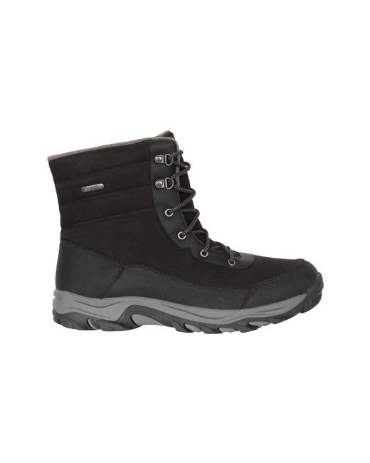 Mountain Warehouse Black 'Ohio' Snow Boots Fleece Lined Isotherm Waterproof Winter Skiing Shoes Textile for men