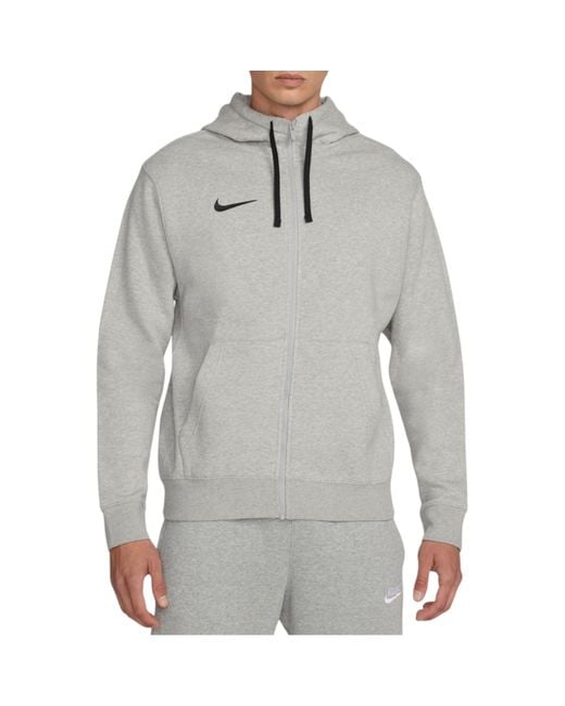 Nike Gray Fleece Hoodie Long Sleeve Swoosh Full Zip Soccer Hoody for men