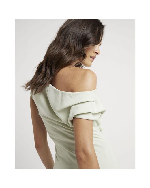 River Island White Drape Top Off Shoulder Short Sleeve