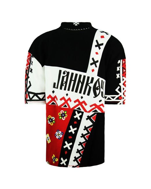 PUMA Black X Jahnkoy Graphic Print All Over Short Sleeve Polo Shirt 596683 47 for men