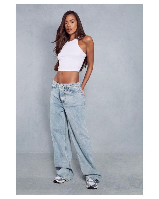 MissPap Blue Slouch Dropped Waist Baggy Jeans