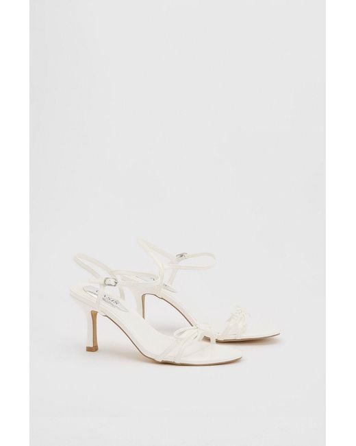 Oasis Natural Scarlett Faux Leather 2 Part Bow Trim Medium Heeled Sandals