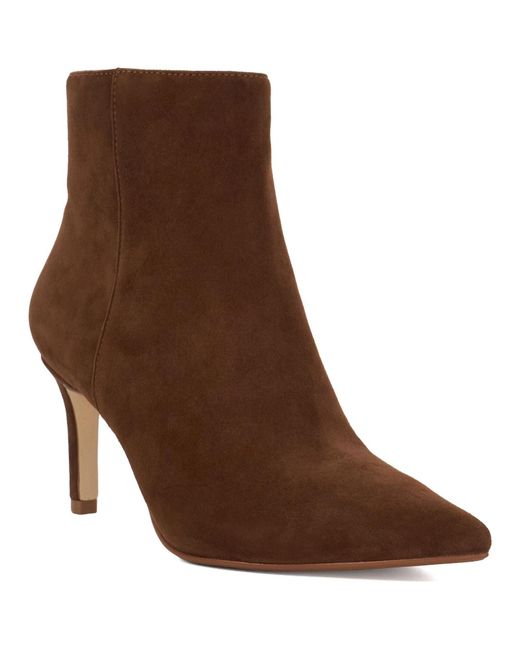 Dune Brown Obsessively Suede Dark Tan Heeled Ankle Boots