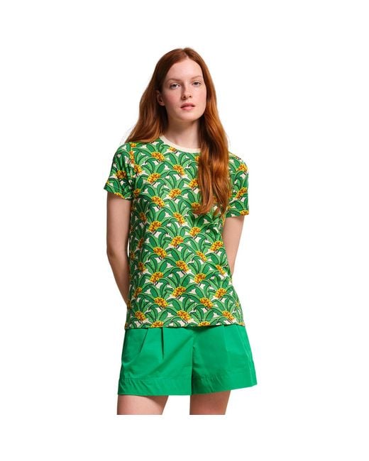 Regatta Green Orla Kiely Easy-To-Wear Cotton T-Shirt Tee Top