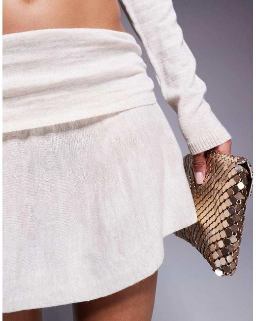 Missy Empire Gray Fine Knit Fold Over Low Waist Mini Skirt Co-Ord