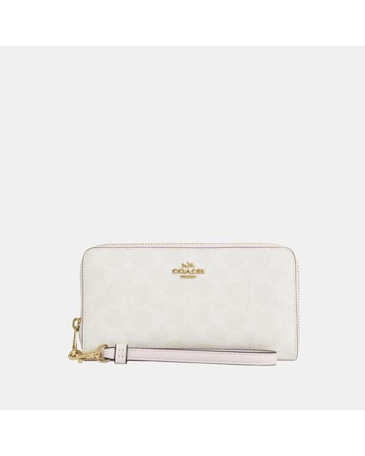 COACH White Long Zip Around Wallet